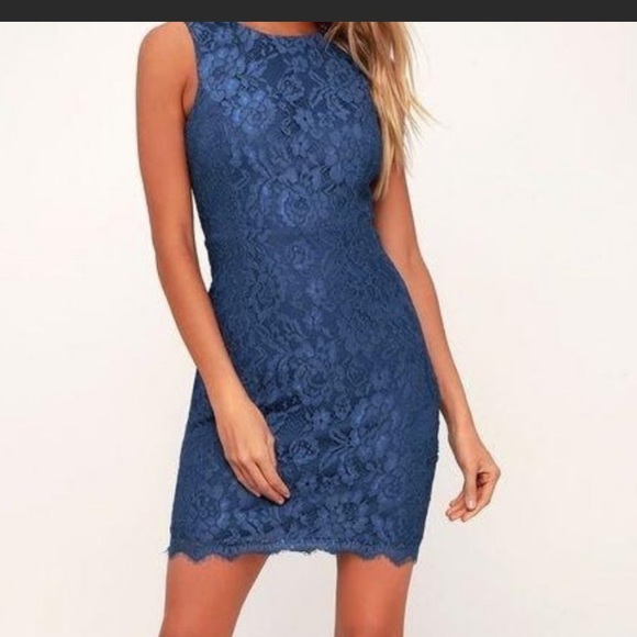 Lulus Dresses & Skirts - Lulu’s Rhythm of Love Blue Lace Backless Dress, NWT, Size Medium, MSRP $69
